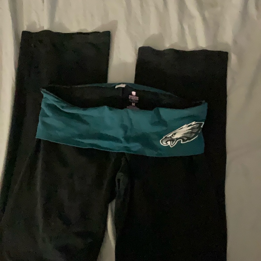 VIctoria’s Secret Pink Eagles Black and Teal Pants